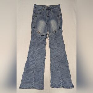 Spoon‎ Jeans Pintuck Thigh Strap Flare Leg 90's Y2K Style Juniors Size 9